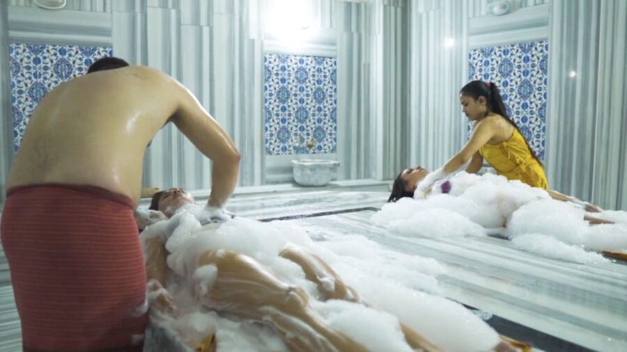 City of Side: Turkish Bath and Spa Experience with Massage - The massage sequence: foam/peeling scrub, then a full-body oil massage