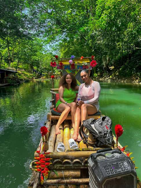From Montego Bay: Bamboo Rafting & Limestone Massage Tour - On the water: the 30-foot bamboo raft and what the ride really feels like