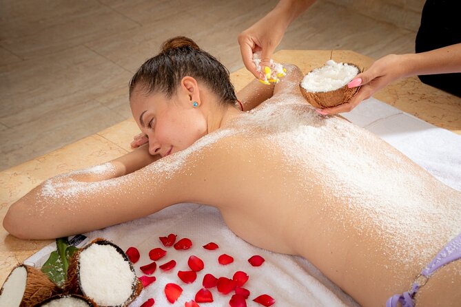 ViP Full Package Cleopatra Hammam & Full Body Massage in Hurghada - The Scrub-and-Bubble Ritual: Coconut Cream Mask, Mitt Exfoliation, and Lathering
